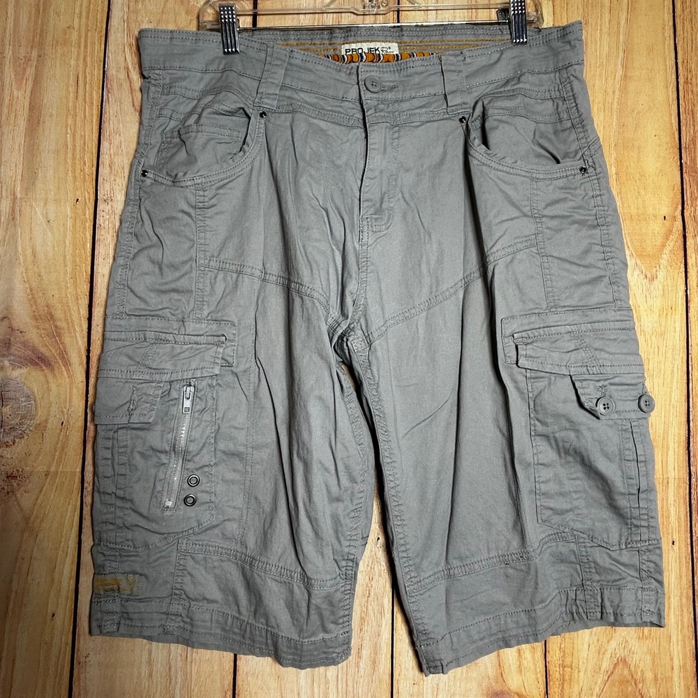 Projek‎ Raw Cargo Shorts Mens 36 Grey Multi-Pocket Utility Gorpcore Outdoor